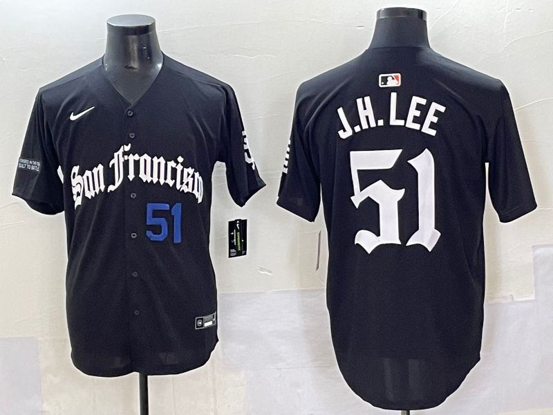 Men 2025 San Francisco Giants #51 J.H.Lee Black Five generations Joint Name Nike MLB Jersey style 46